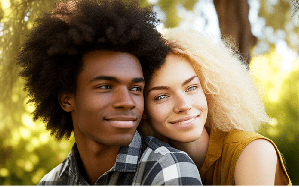 A safe and healthy relationship of an interracial couple