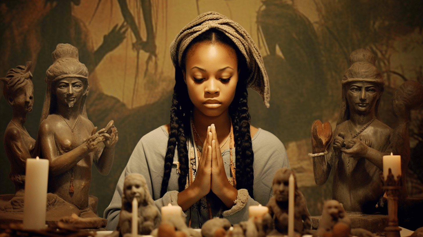 A young woman praying
