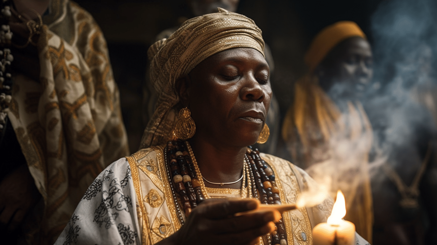 Yoruba Priestess Praying